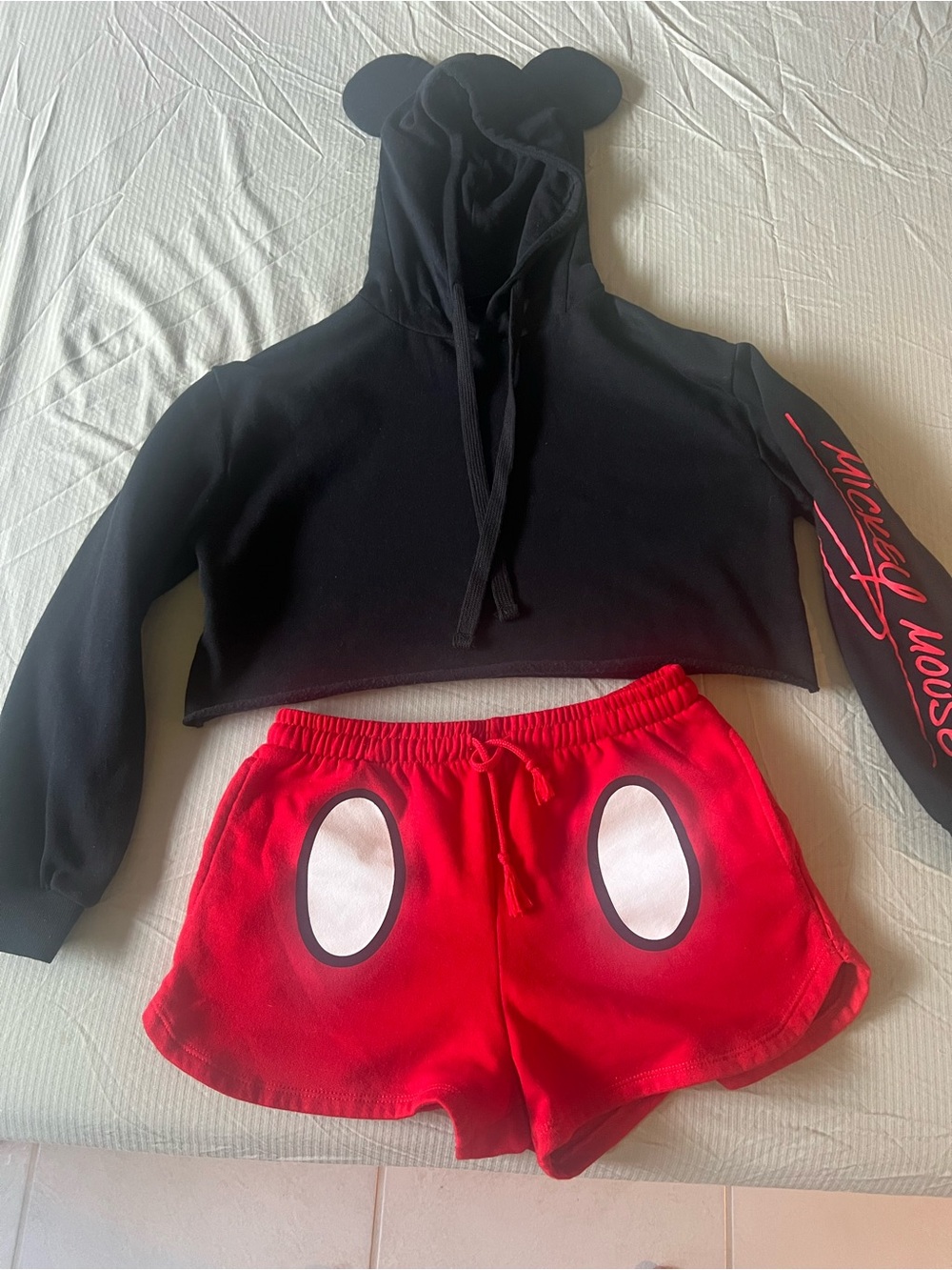 Mickey Mouse cropped hoodie and shorts set Size XS